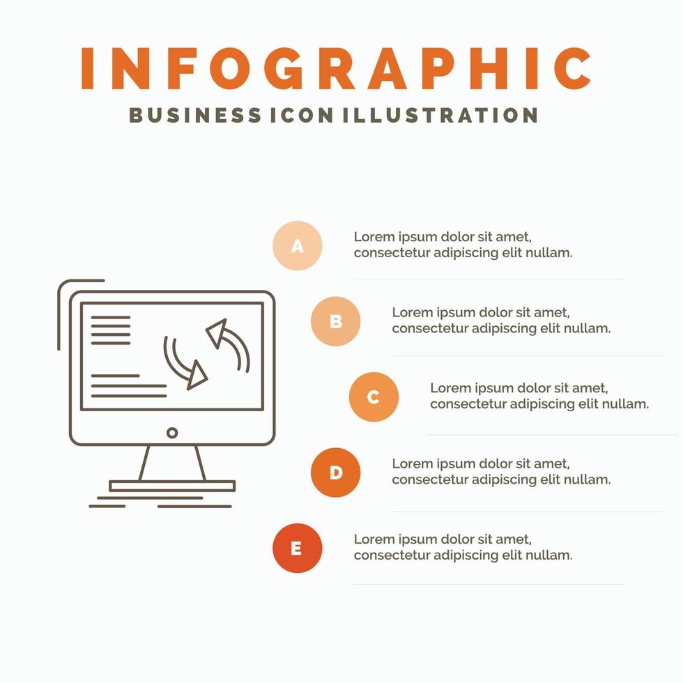 synchronization. sync. information. data. computer Infographics Template for Website and Presentation. Line Gray icon with Orange infographic style vector illustration