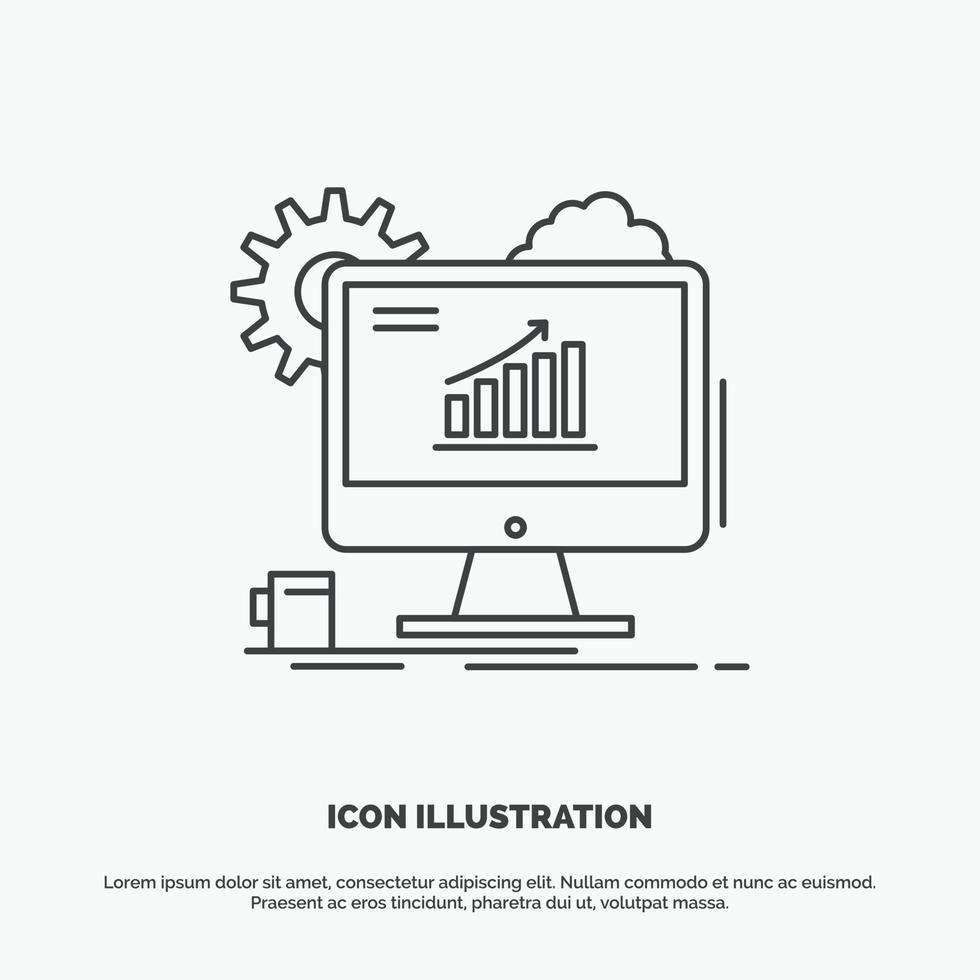 analítica. cuadro. SEO web. icono de configuración. símbolo gris vectorial de línea para ui y ux. sitio web o aplicación móvil vector