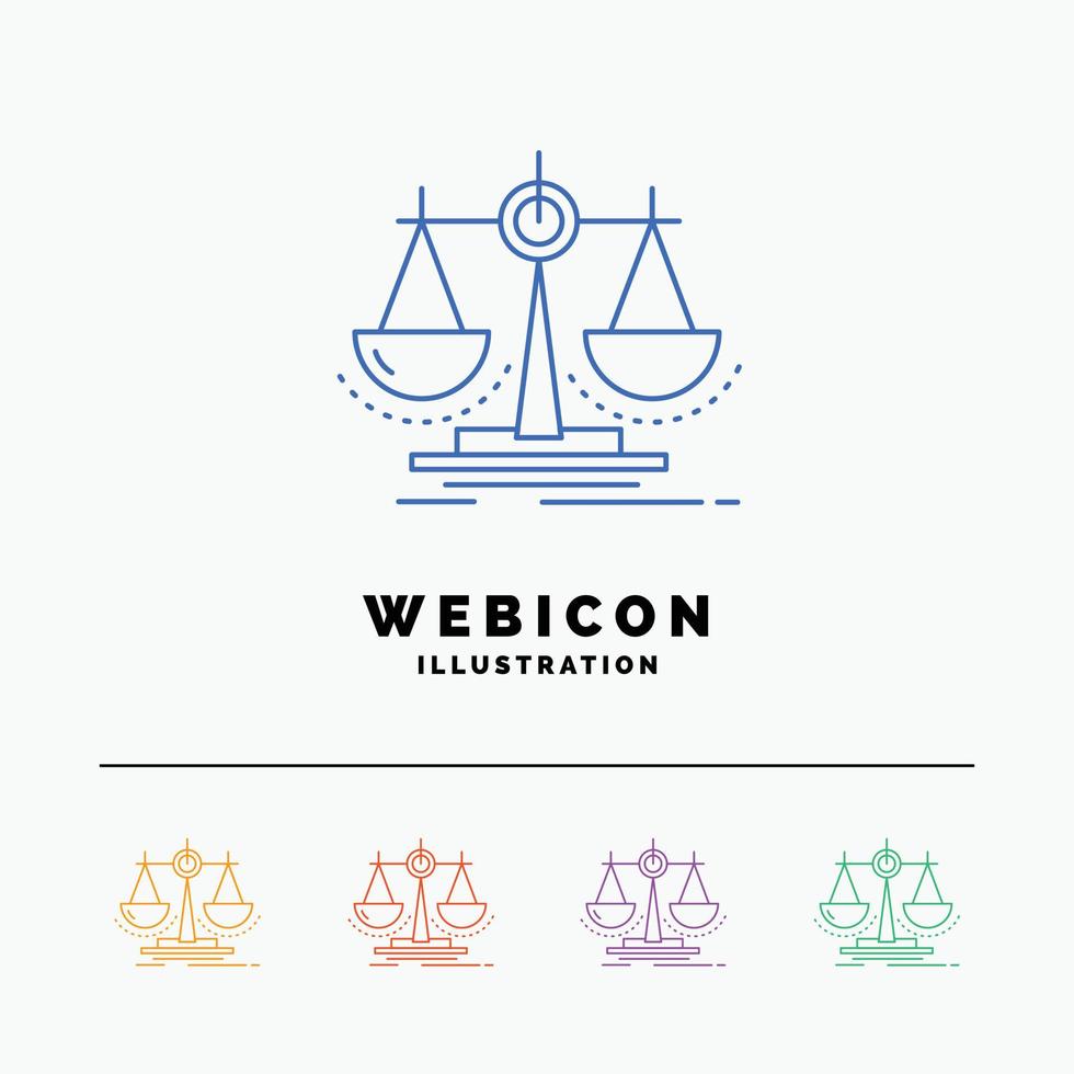 Balance. decision. justice. law. scale 5 Color Line Web Icon Template isolated on white. Vector illustration