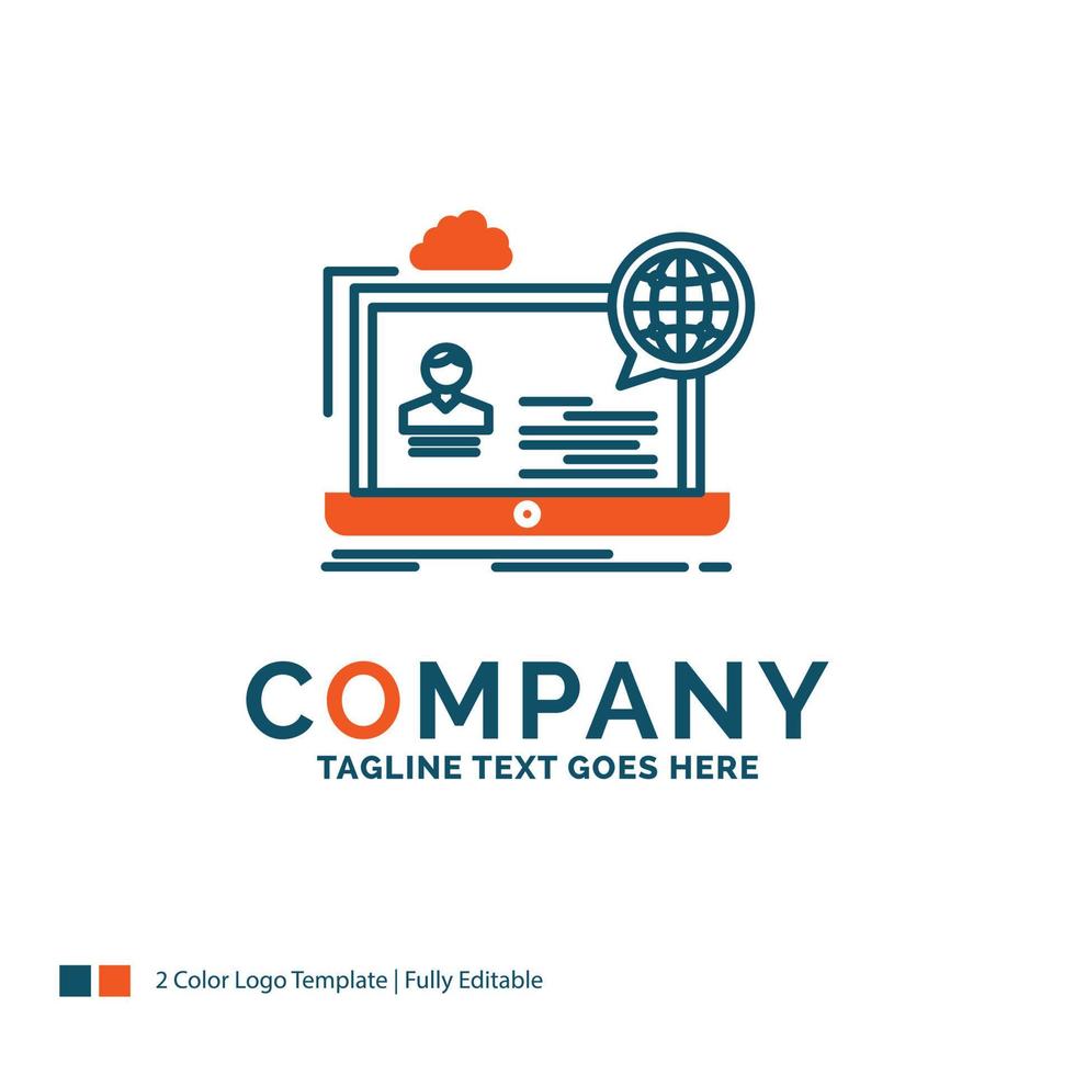 webinar. forum. online. seminar. website Logo Design. Blue and Orange Brand Name Design. Place for Tagline. Business Logo template. vector