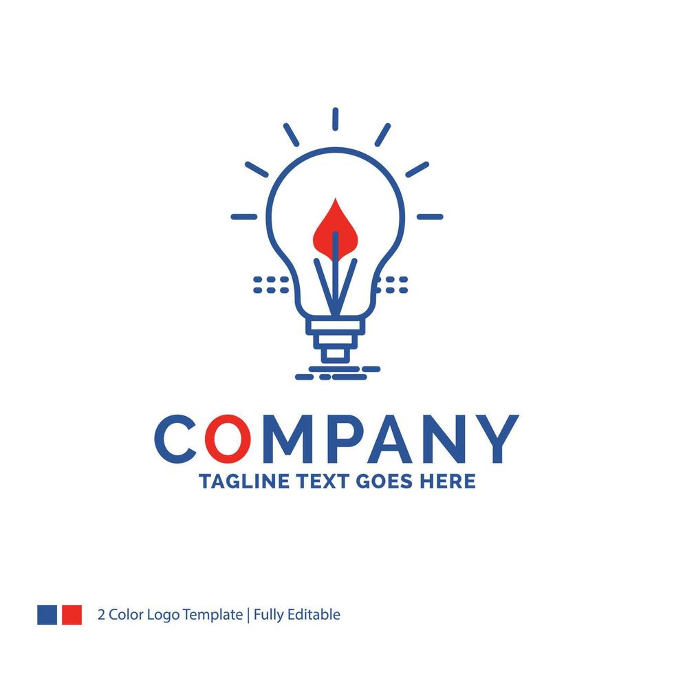 Company Name Logo Design For bulb. idea. electricity. energy. light. Blue and red Brand Name Design with place for Tagline. Abstract Creative Logo template for Small and Large Business. vector
