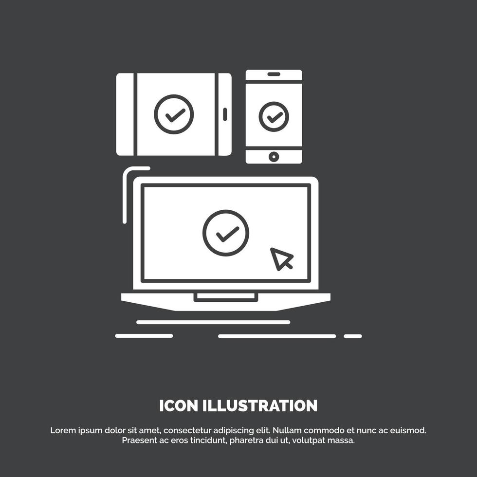 computadora. dispositivos. móvil. sensible. icono de tecnología. símbolo de vector de glifo para ui y ux. sitio web o aplicación móvil