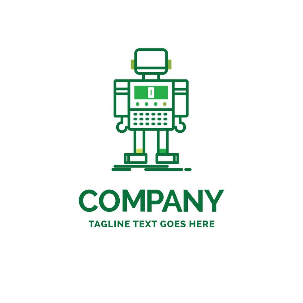 autonomous. machine. robot. robotic. technology Flat Business Logo template. Creative Green Brand Name Design. vector
