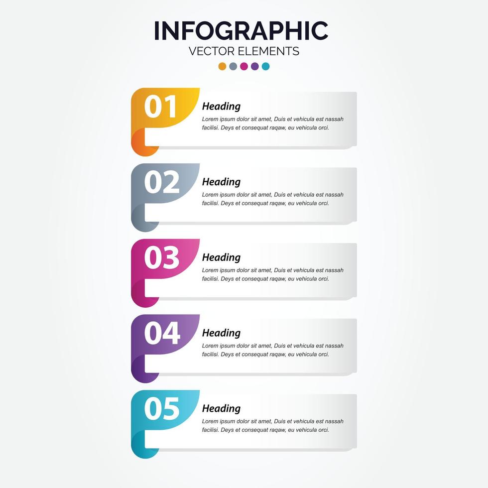 Simple stylish 5 Vertical Infographic template. vector