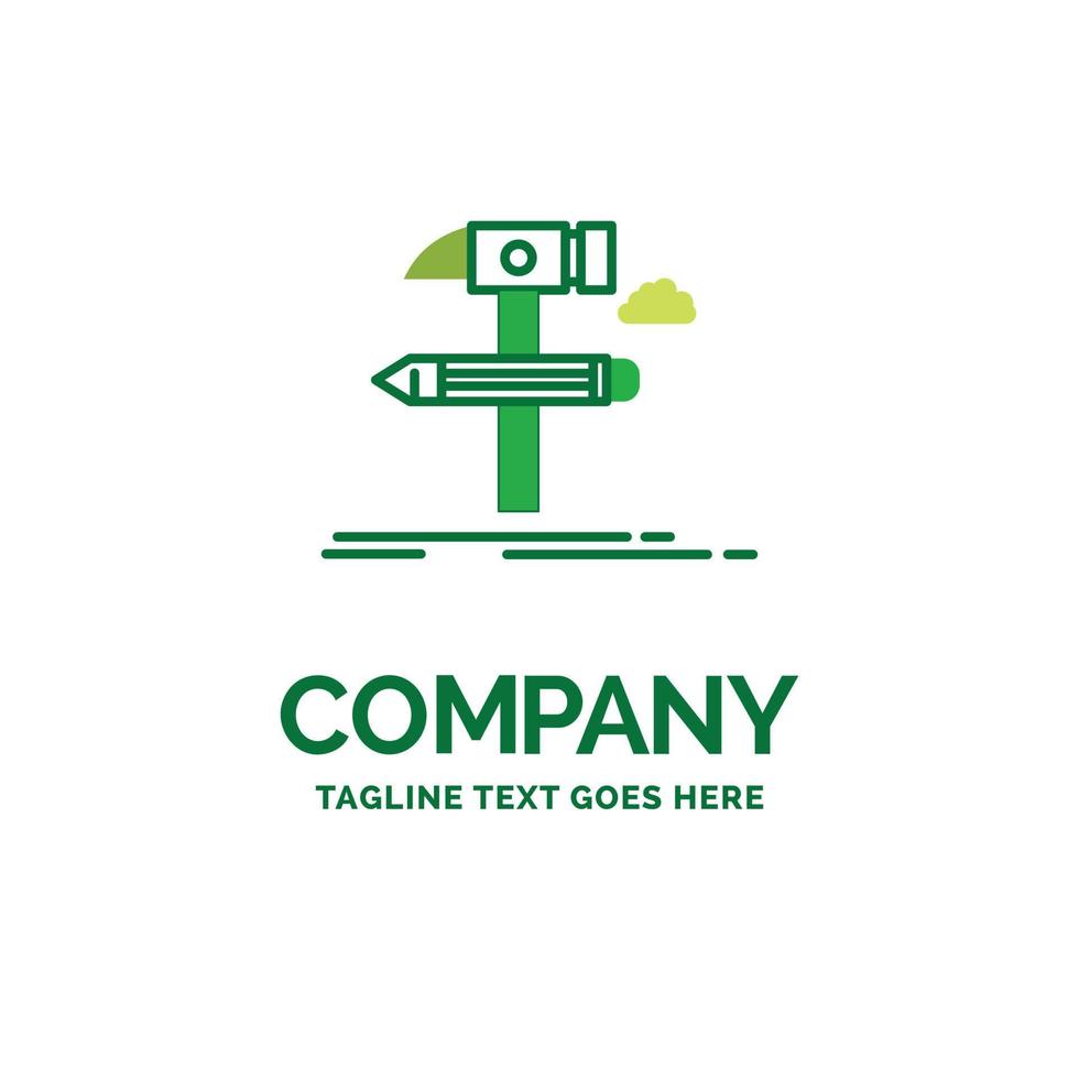 construir. diseño. desarrollar. herramienta. plantilla de logotipo de empresa plana de herramientas. diseño creativo de marca verde. vector