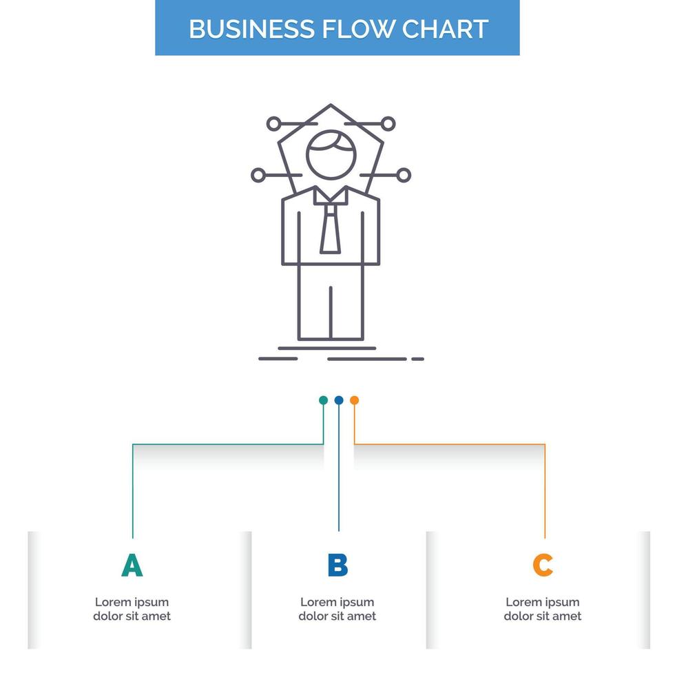 Business. connection. human. network. solution Business Flow Chart Design with 3 Steps. Line Icon For Presentation Background Template Place for text vector