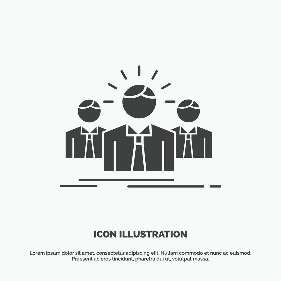 Business. career. employee. entrepreneur. leader Icon. glyph vector gray symbol for UI and UX. website or mobile application