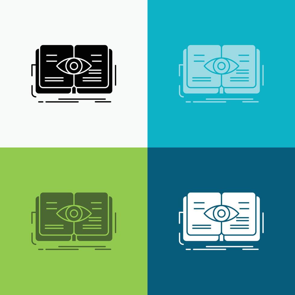 knowledge. book. eye. view. growth Icon Over Various Background. glyph style design. designed for web and app. Eps 10 vector illustration