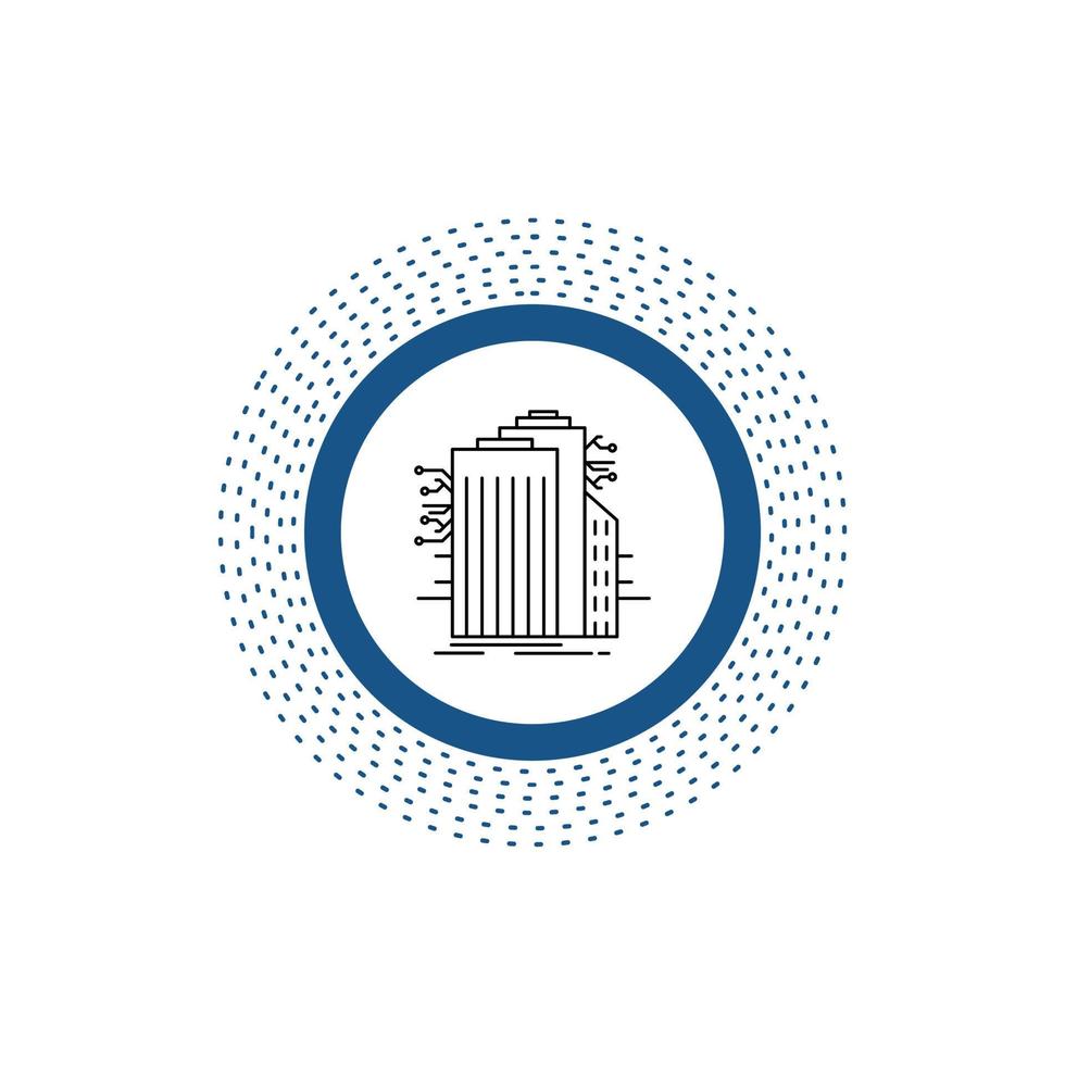 Building. Technology. Smart City. Connected. internet Line Icon. Vector isolated illustration