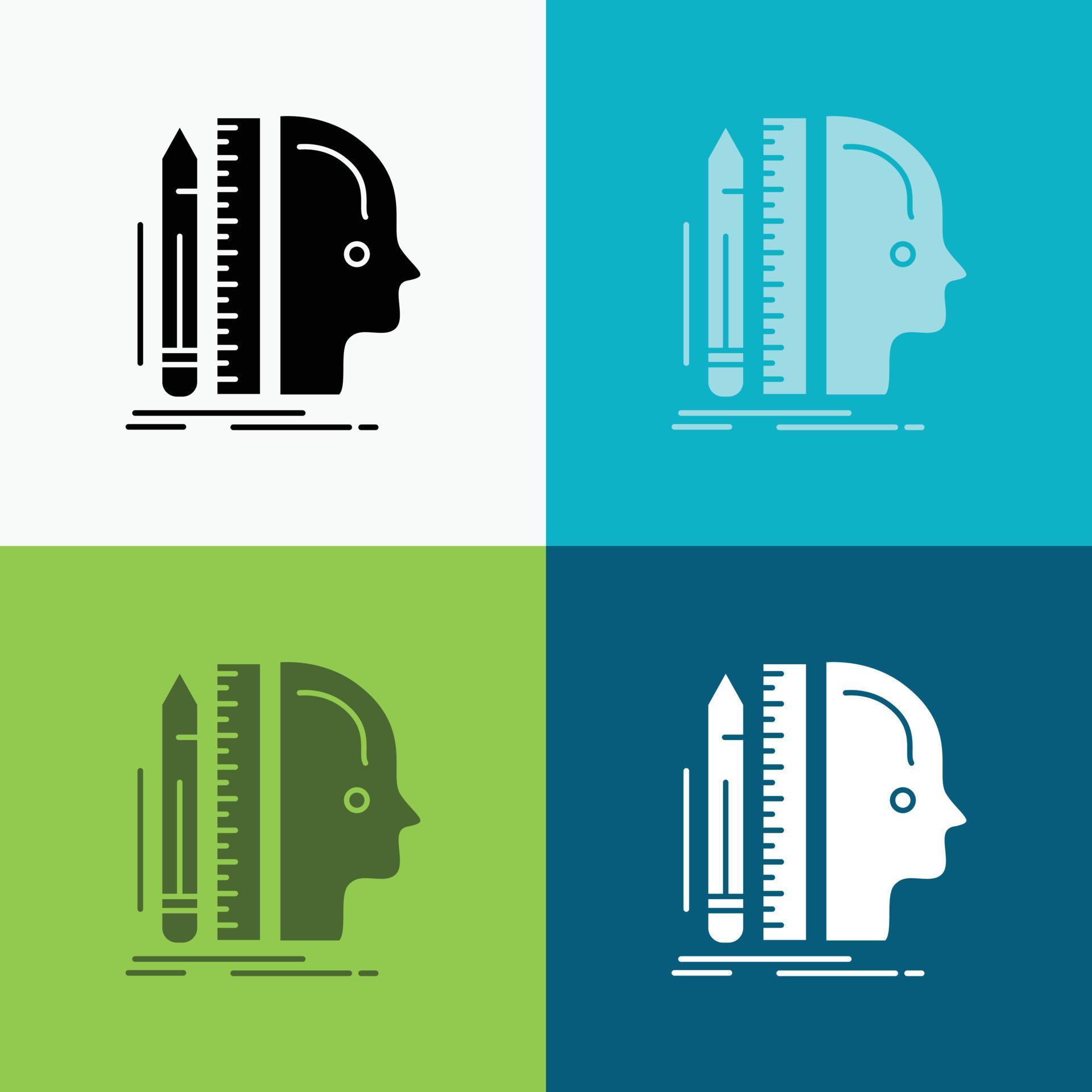 Design. human. ruler. size. thinking Icon Over Various Background