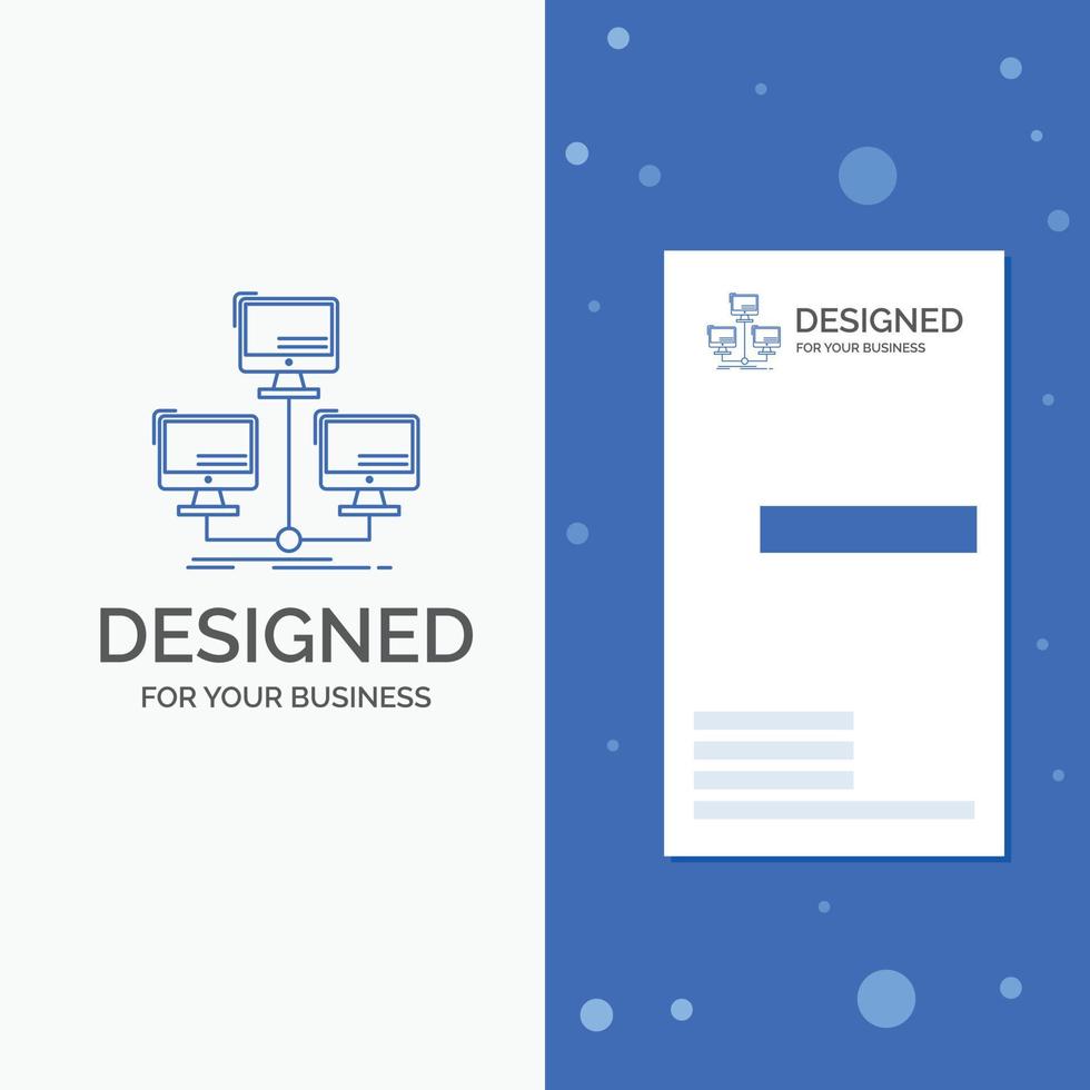 Business Logo for database. distributed. connection. network. computer. Vertical Blue Business .Visiting Card template vector