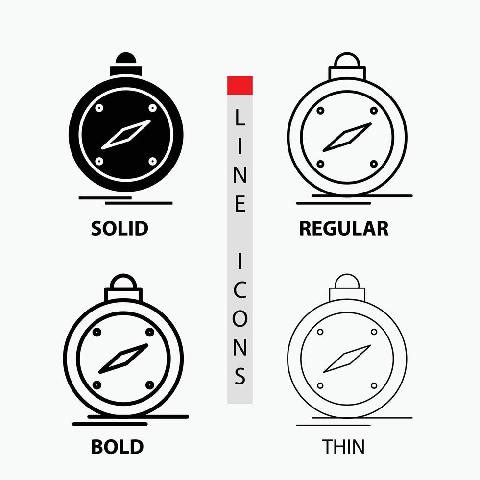 compass. direction. navigation. gps. location Icon in Thin. Regular. Bold Line and Glyph Style. Vector illustration