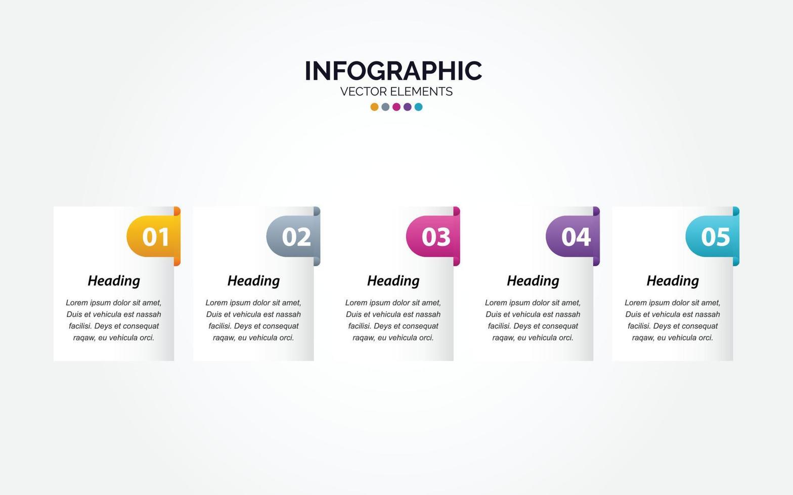 Vector Horizontal Infographic label design template with icons and 5 options or steps. Can be used for process diagram. presentations. workflow layout. banner. flow chart. info graph