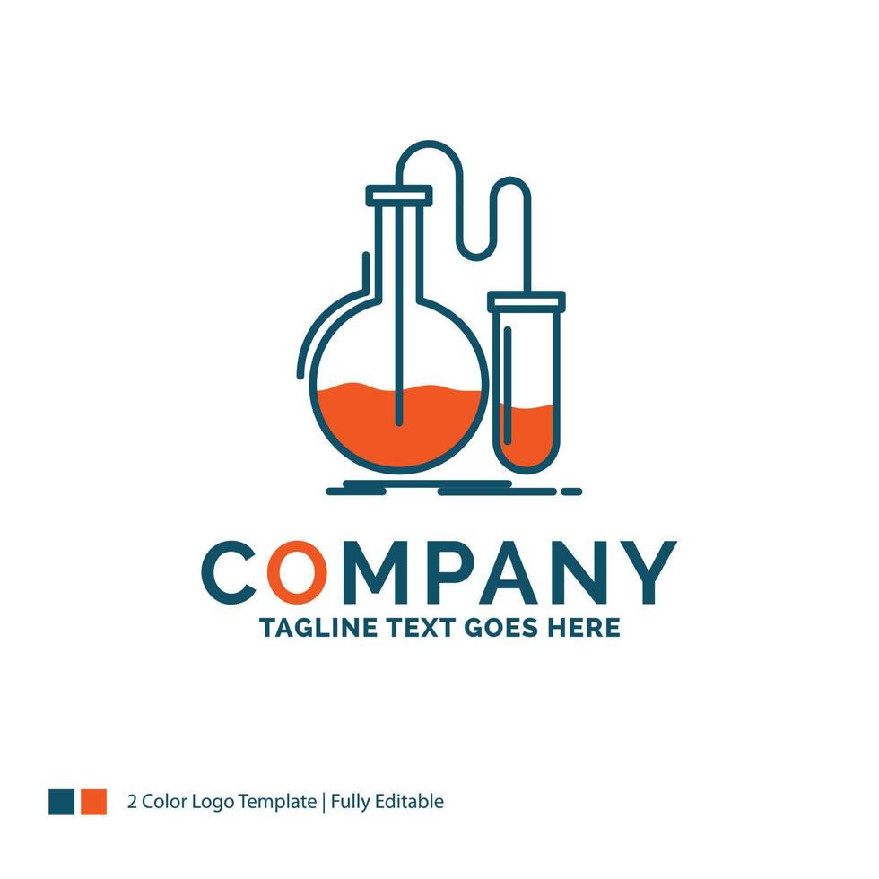 Analysis. chemistry. flask. research. test Logo Design. Blue and Orange Brand Name Design. Place for Tagline. Business Logo template. vector