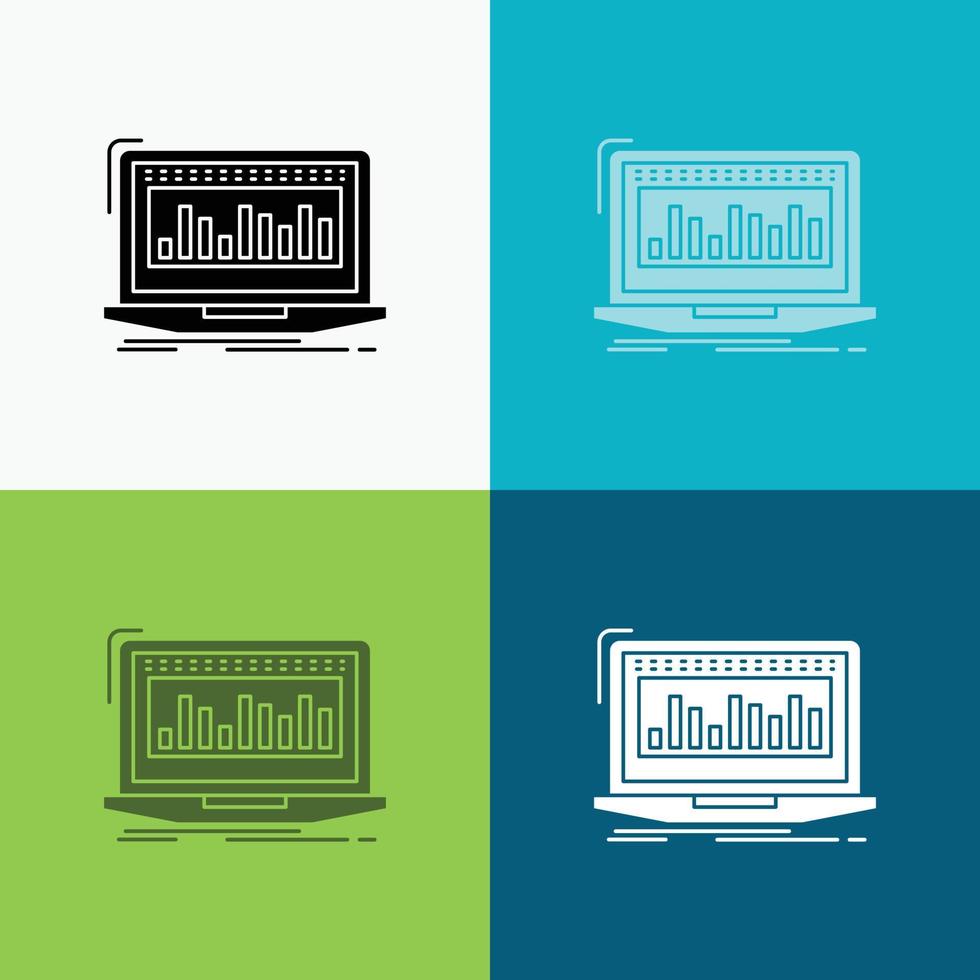 Data. financial. index. monitoring. stock Icon Over Various Background. glyph style design. designed for web and app. Eps 10 vector illustration