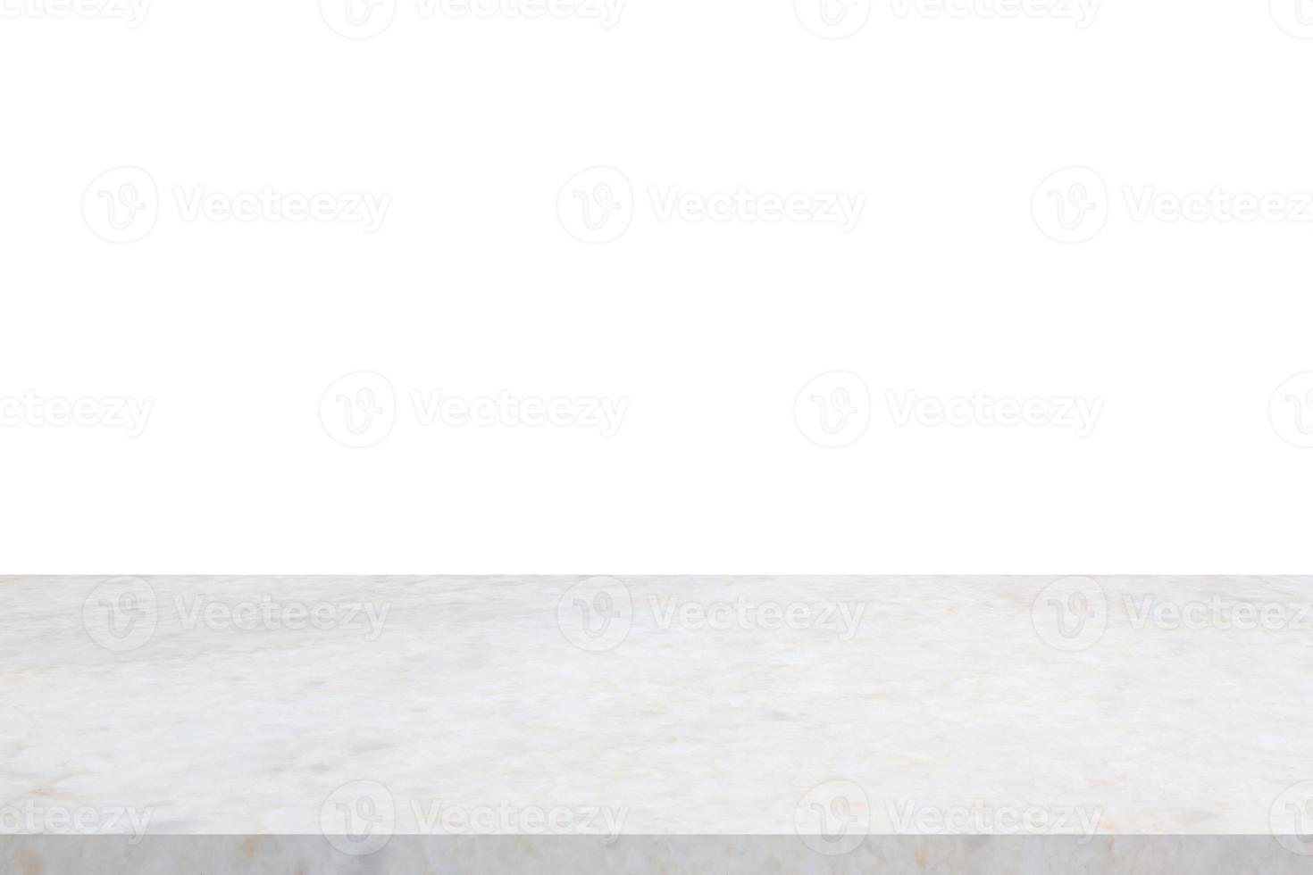 white marble stone table top isolated on white background for product display photo