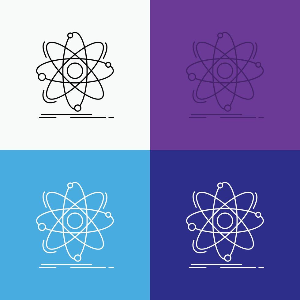 átomo. Ciencias. química. física. icono nuclear sobre varios antecedentes. diseño de estilo de línea. diseñado para web y aplicación. eps 10 ilustración vectorial vector