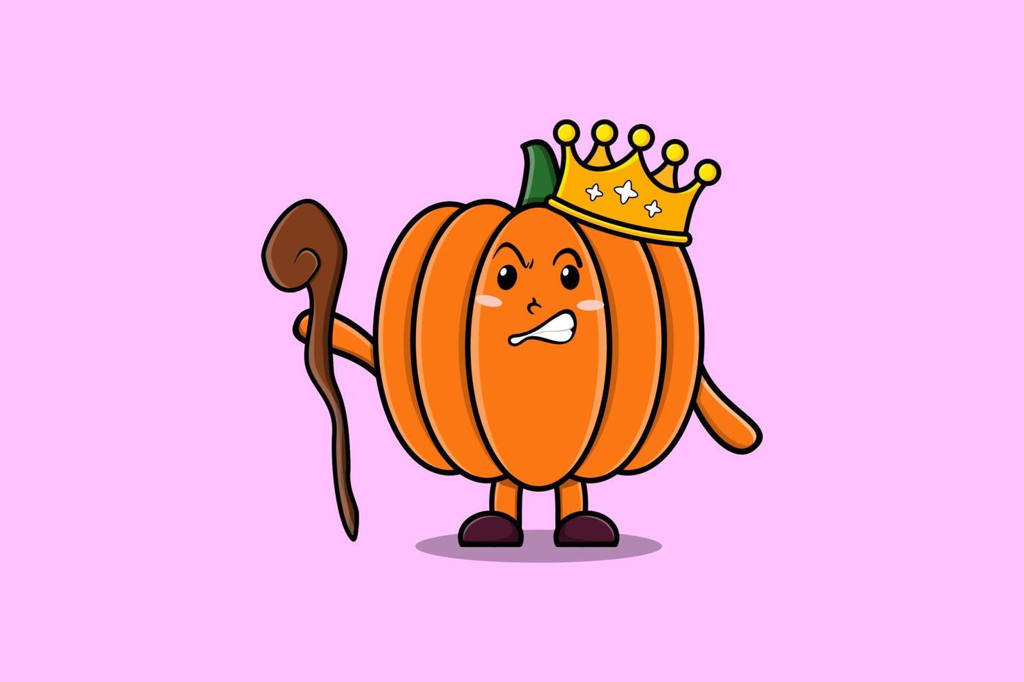 Cute cartoon Pumpkin wise king with golden crown vector