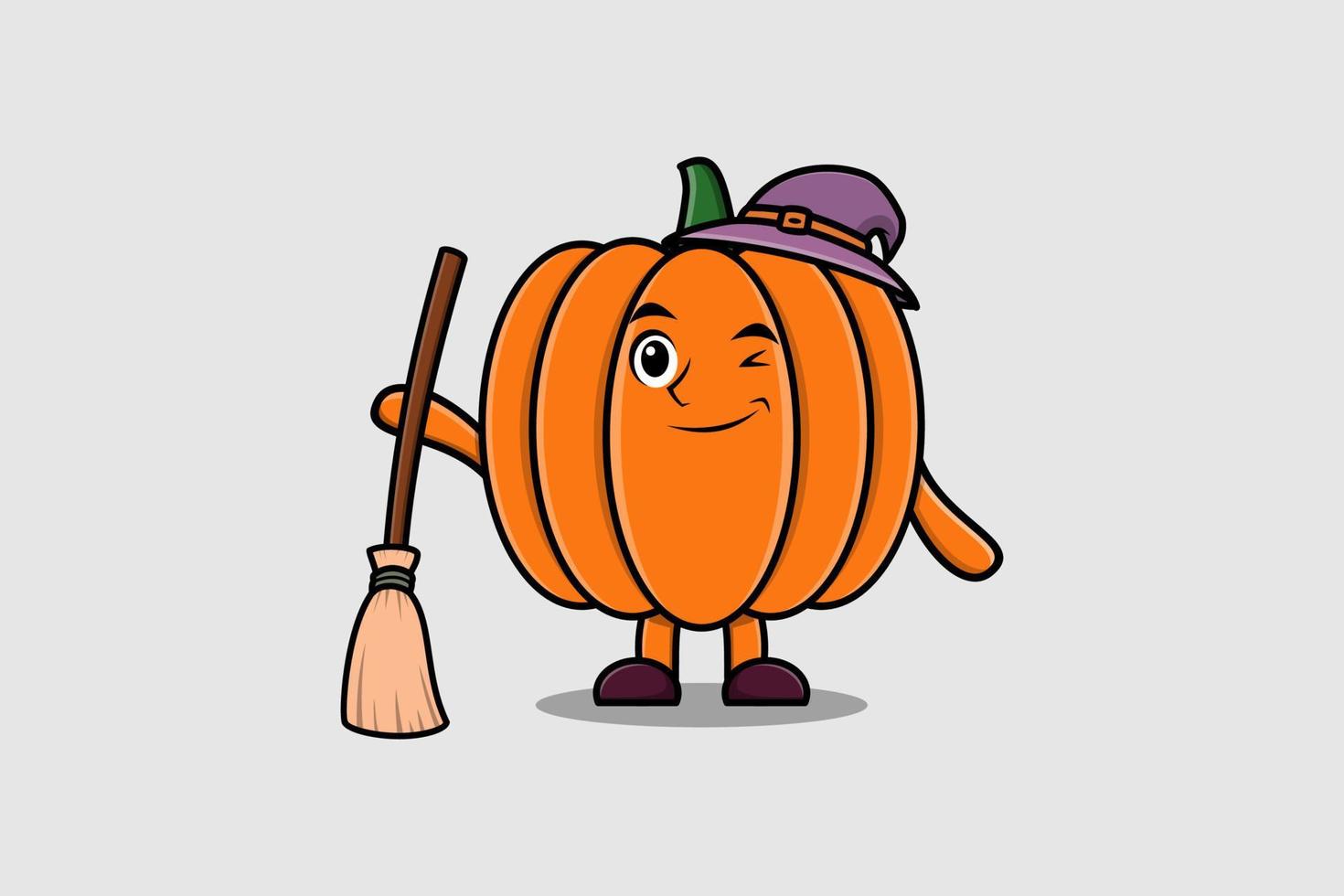 Cute cartoon witch shaped Pumpkin character vector