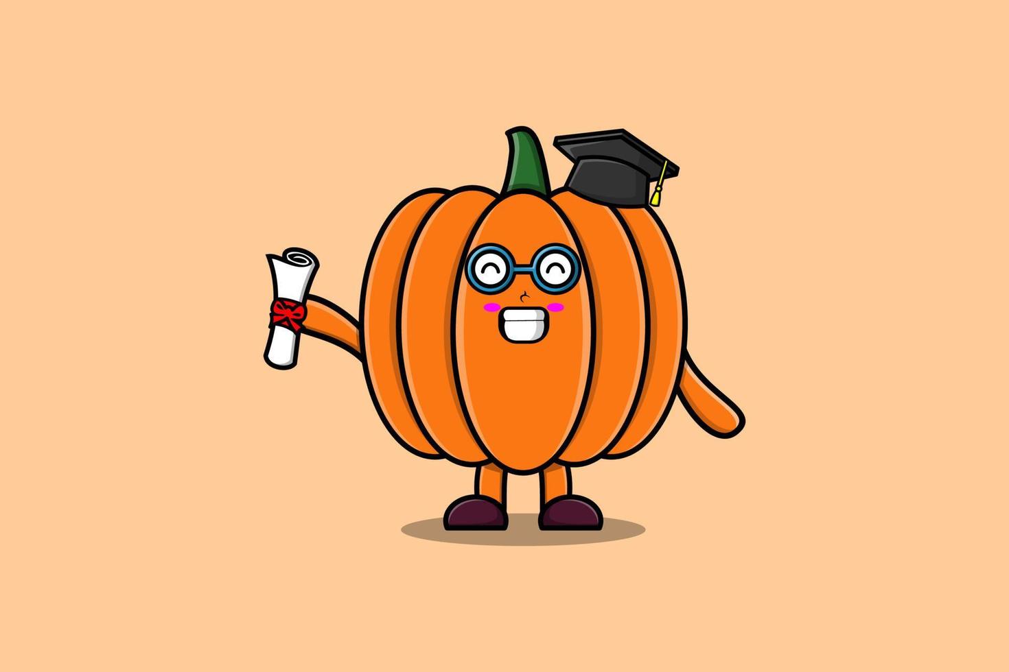 cartoon Pumpkin student graduation day with toga vector