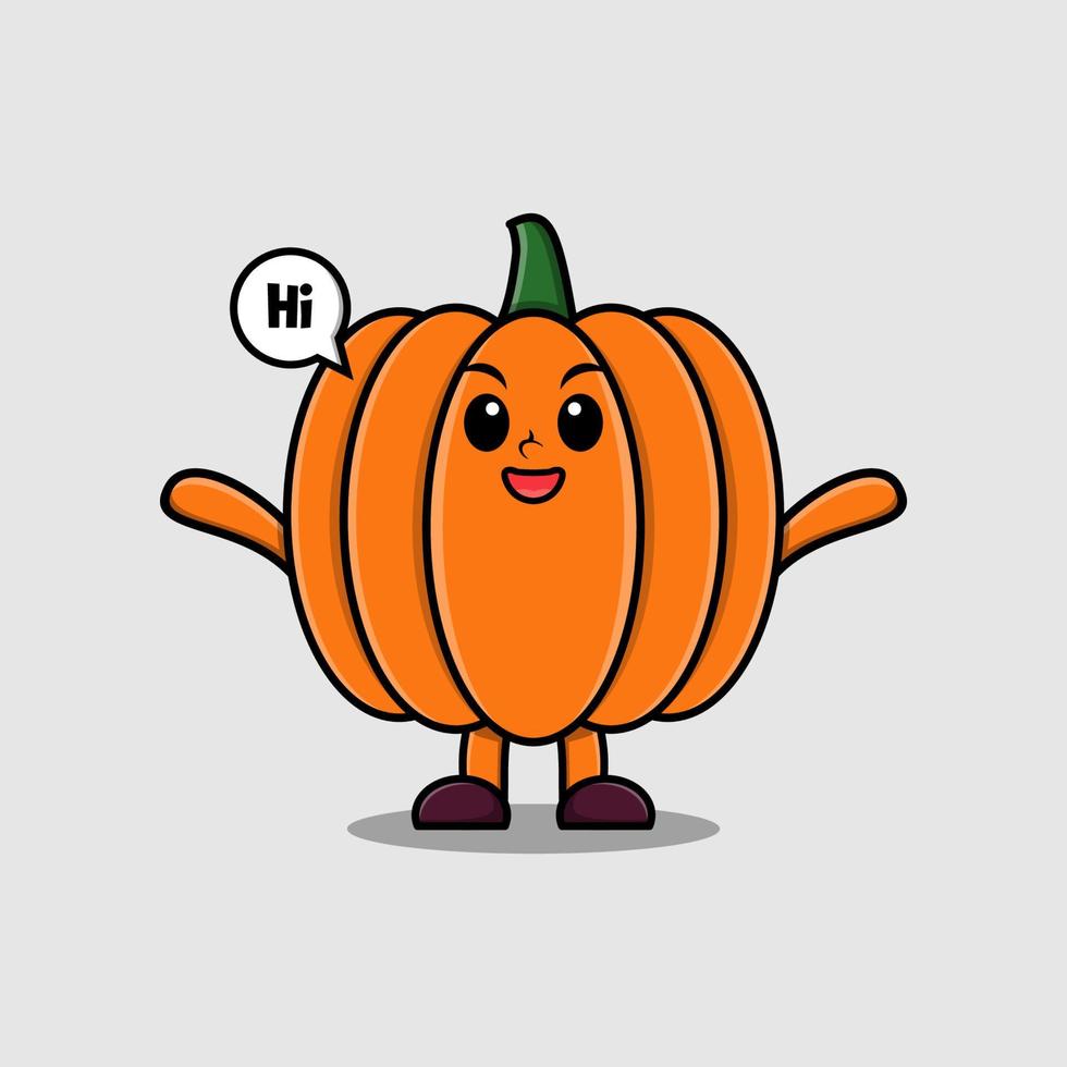 cartoon Pumpkin character with happy expression vector