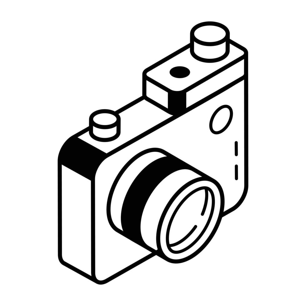 A handy line isometric icon of digital camera vector