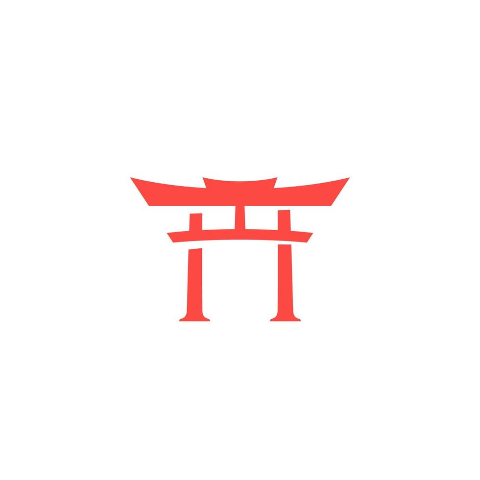 puerta, japón, vector, icono, diseño, ilustración vector