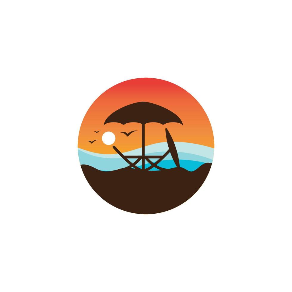 Ilustración de diseño de icono de vector de playa de verano