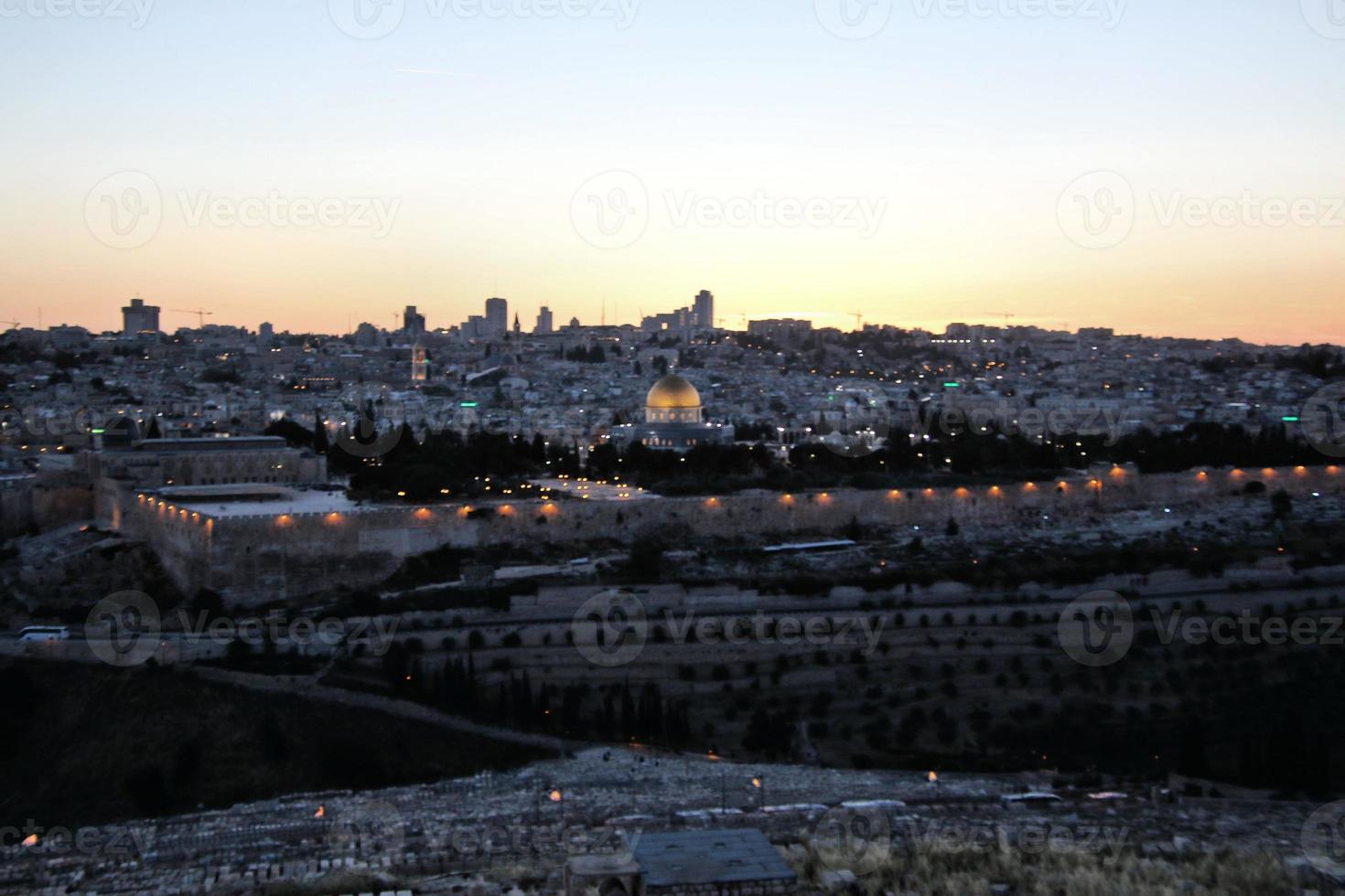 A Sunset over Jerusalem from the mount of Olives photo