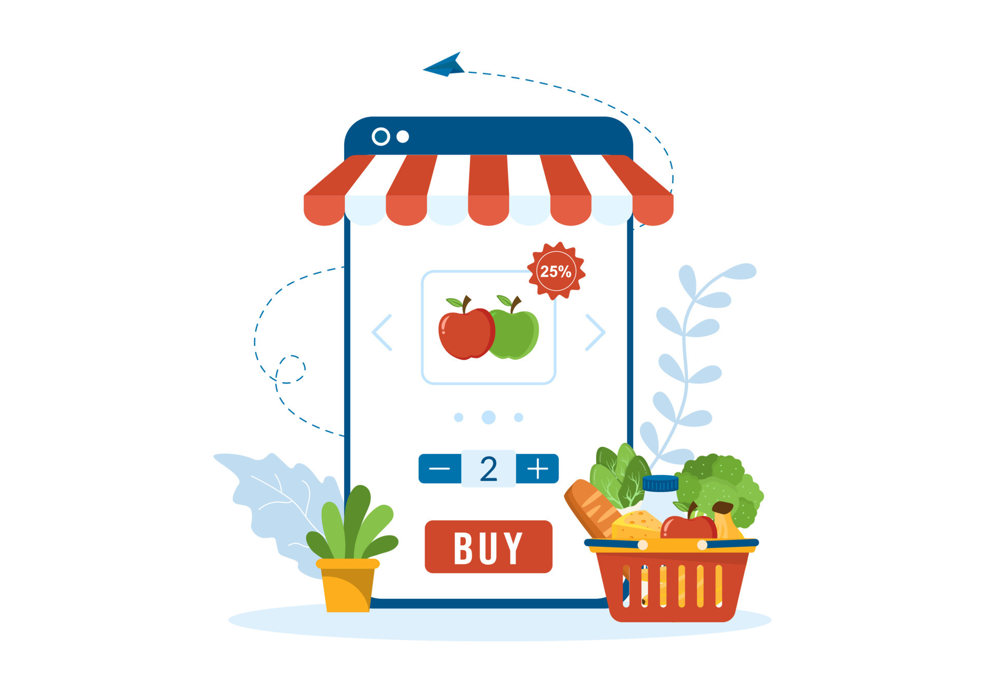 Online Grocery Store or Supermarket to Order Daily Necessities or Food