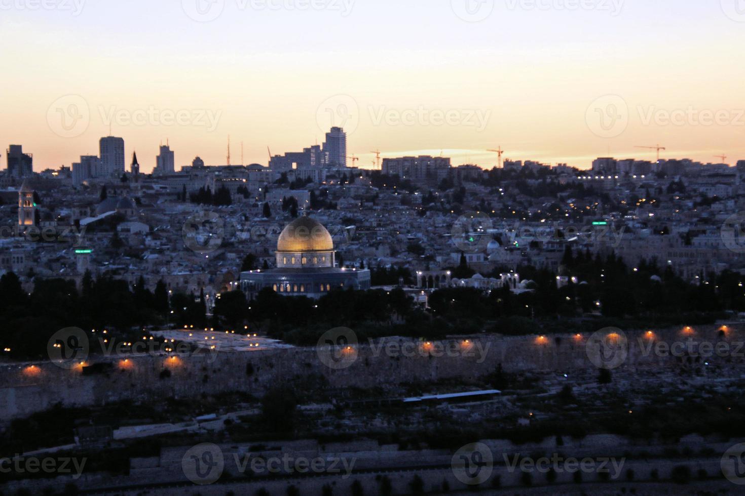A Sunset over Jerusalem from the mount of Olives photo
