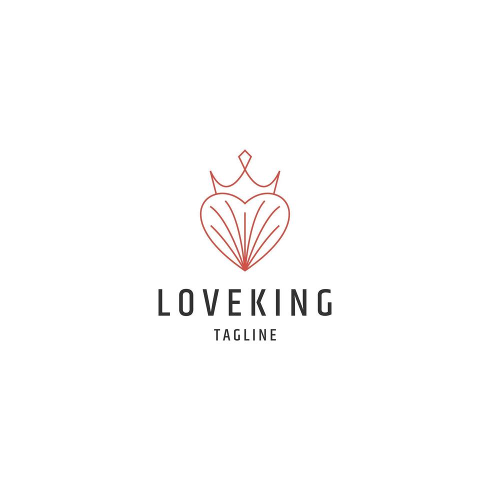 Love king line logo icon design template flat vector