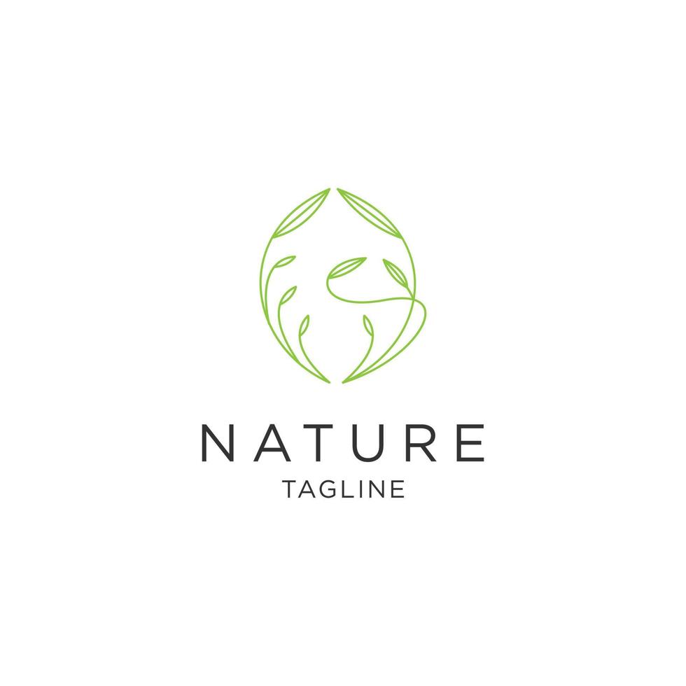 Nature flower line logo icon design template flat vector