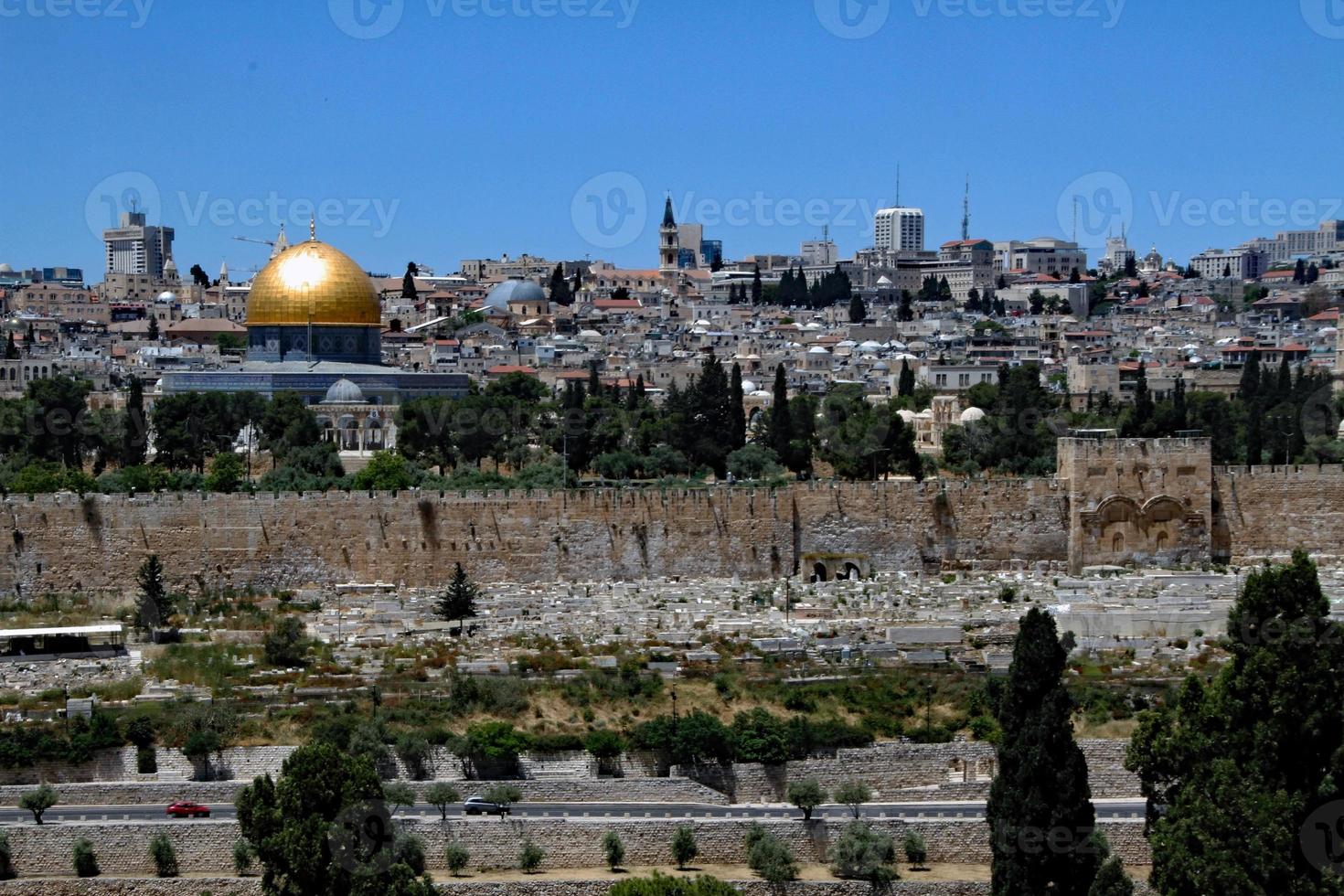 A view of the Dome of the Rock from the Mount of Olives photo