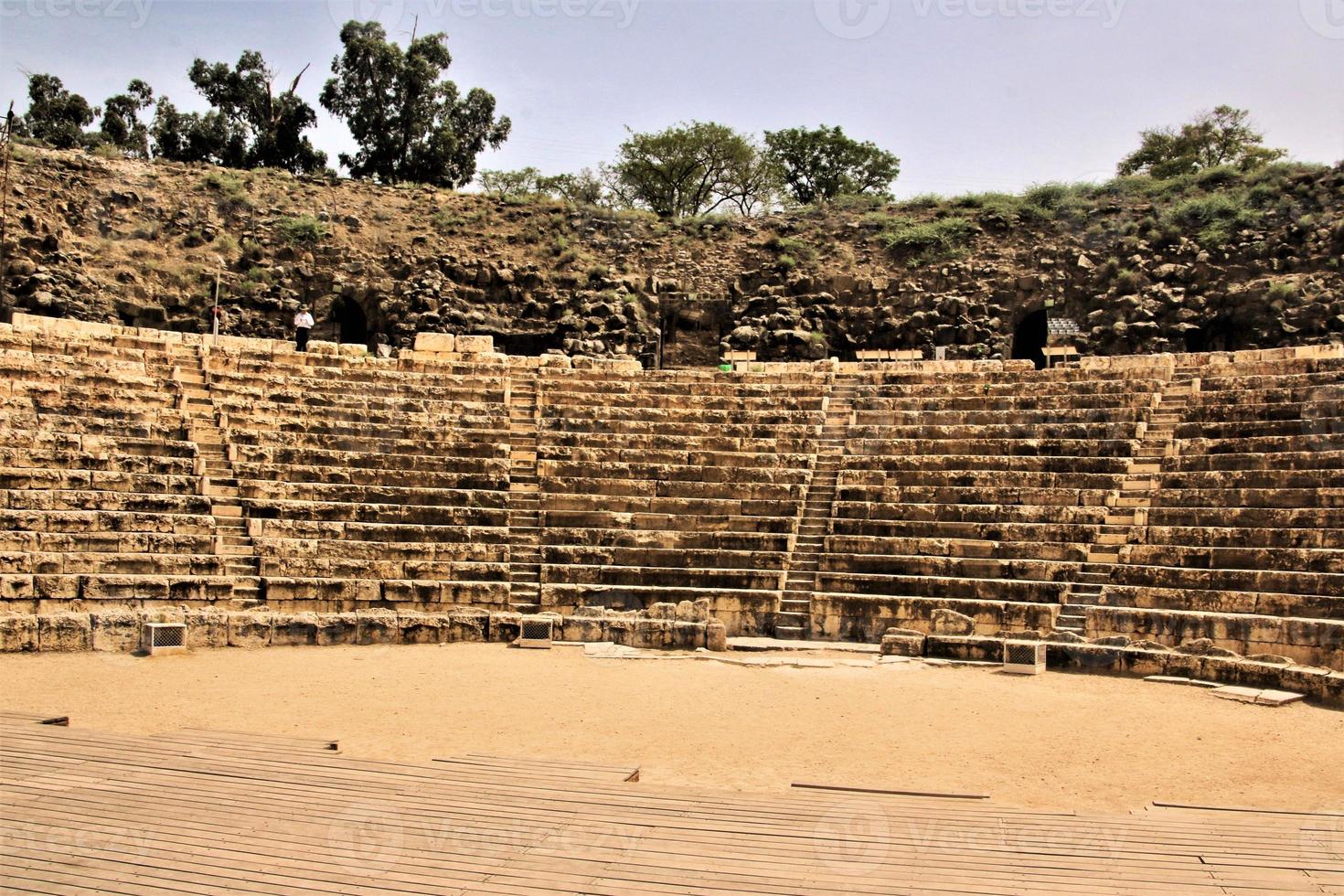 A view of the old Roman Town of Beit Shean in Israel photo