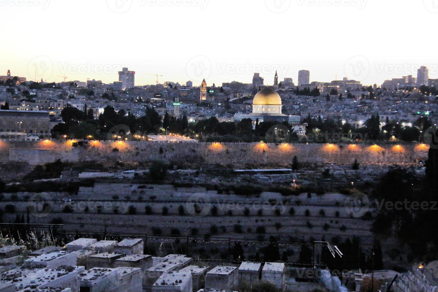 A Sunset over Jerusalem from the mount of Olives photo