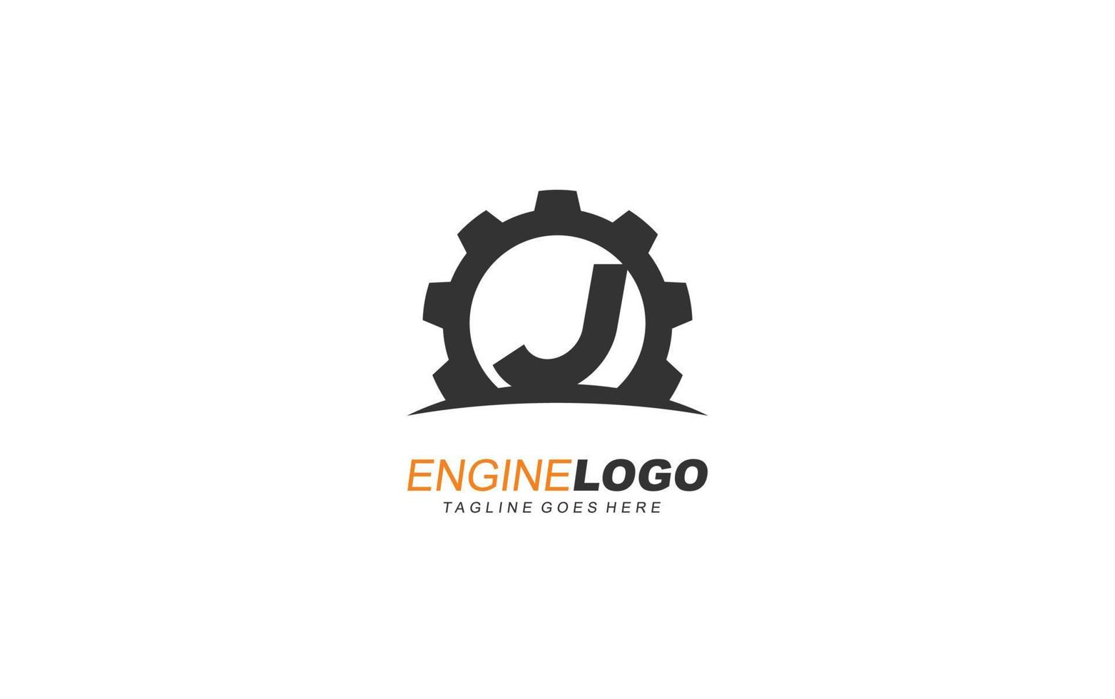 J logo gear for identity. industrial template vector illustration for your brand.