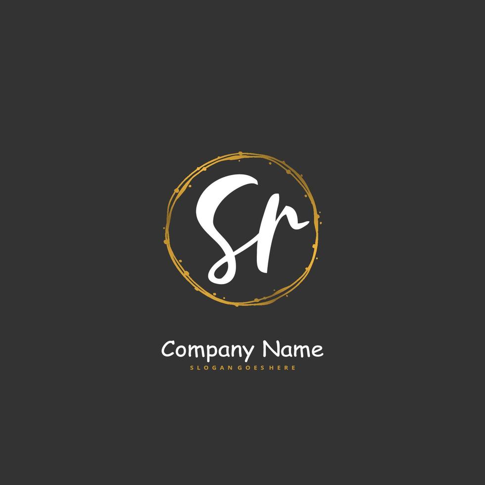 SR Initial handwriting and signature logo design with circle. Beautiful design handwritten logo for fashion, team, wedding, luxury logo. vector