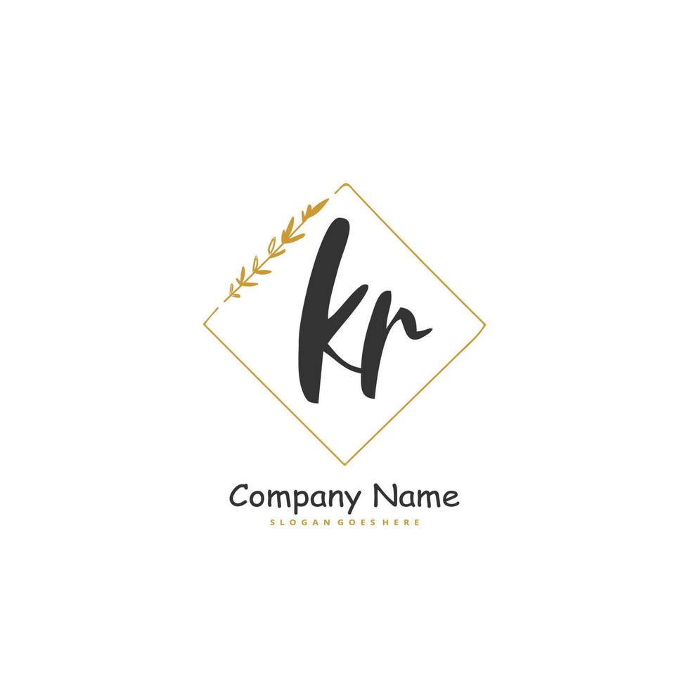 KR Initial handwriting and signature logo design with circle. Beautiful design handwritten logo for fashion, team, wedding, luxury logo. vector