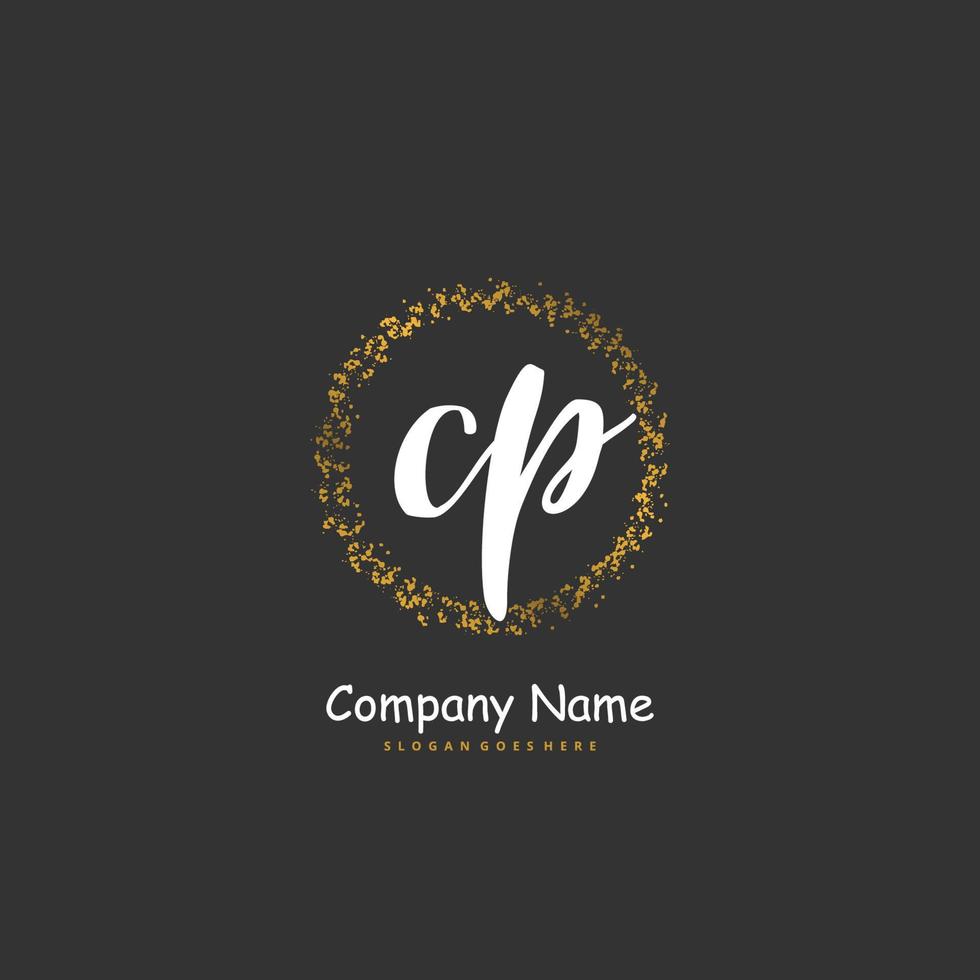 CP Initial handwriting and signature logo design with circle. Beautiful design handwritten logo for fashion, team, wedding, luxury logo. vector