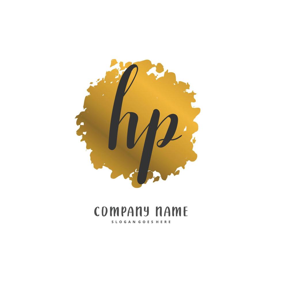 HP Initial handwriting and signature logo design with circle. Beautiful design handwritten logo for fashion, team, wedding, luxury logo. vector