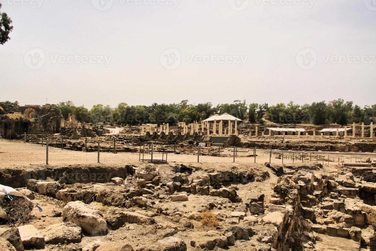 A view of the old Roman Town of Beit Shean in Israel photo