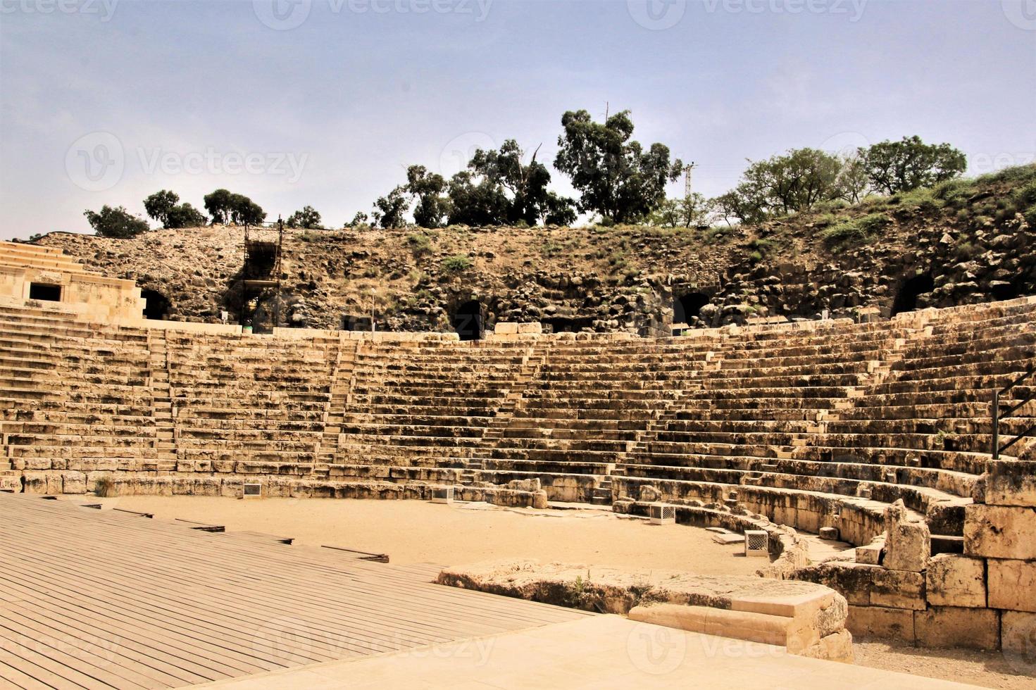 A view of the old Roman Town of Beit Shean in Israel photo