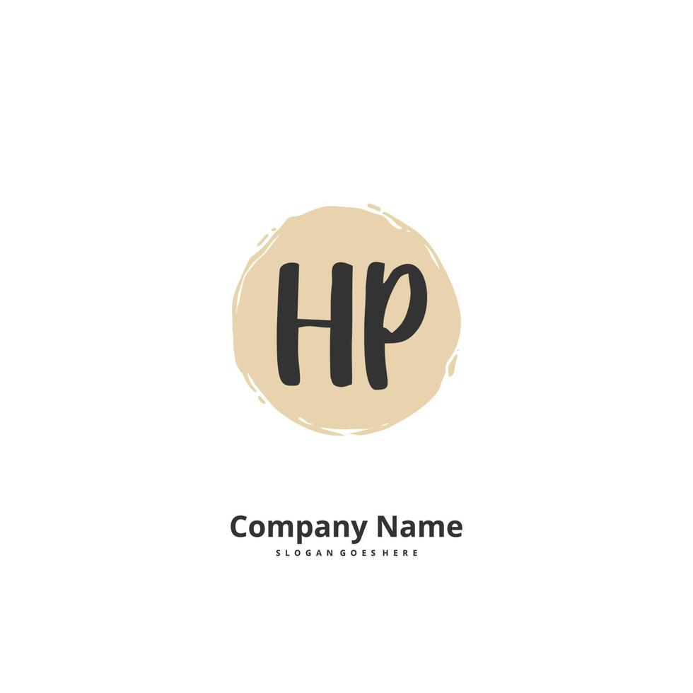 HP Initial handwriting and signature logo design with circle. Beautiful design handwritten logo for fashion, team, wedding, luxury logo. vector