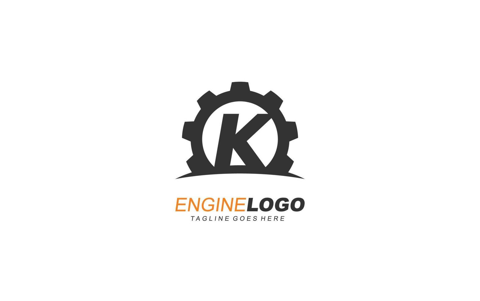 K logo gear for identity. industrial template vector illustration for your brand.