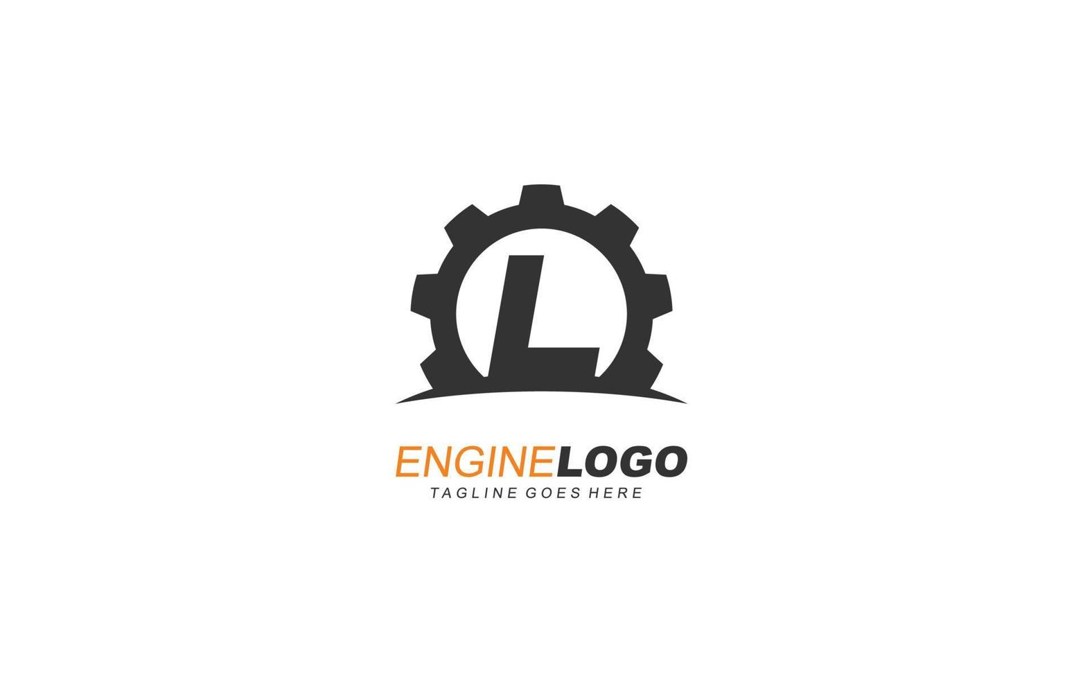 L logo gear for identity. industrial template vector illustration for your brand.