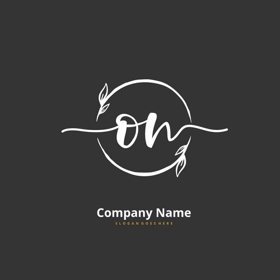 ON Initial handwriting and signature logo design with circle. Beautiful design handwritten logo for fashion, team, wedding, luxury logo. vector