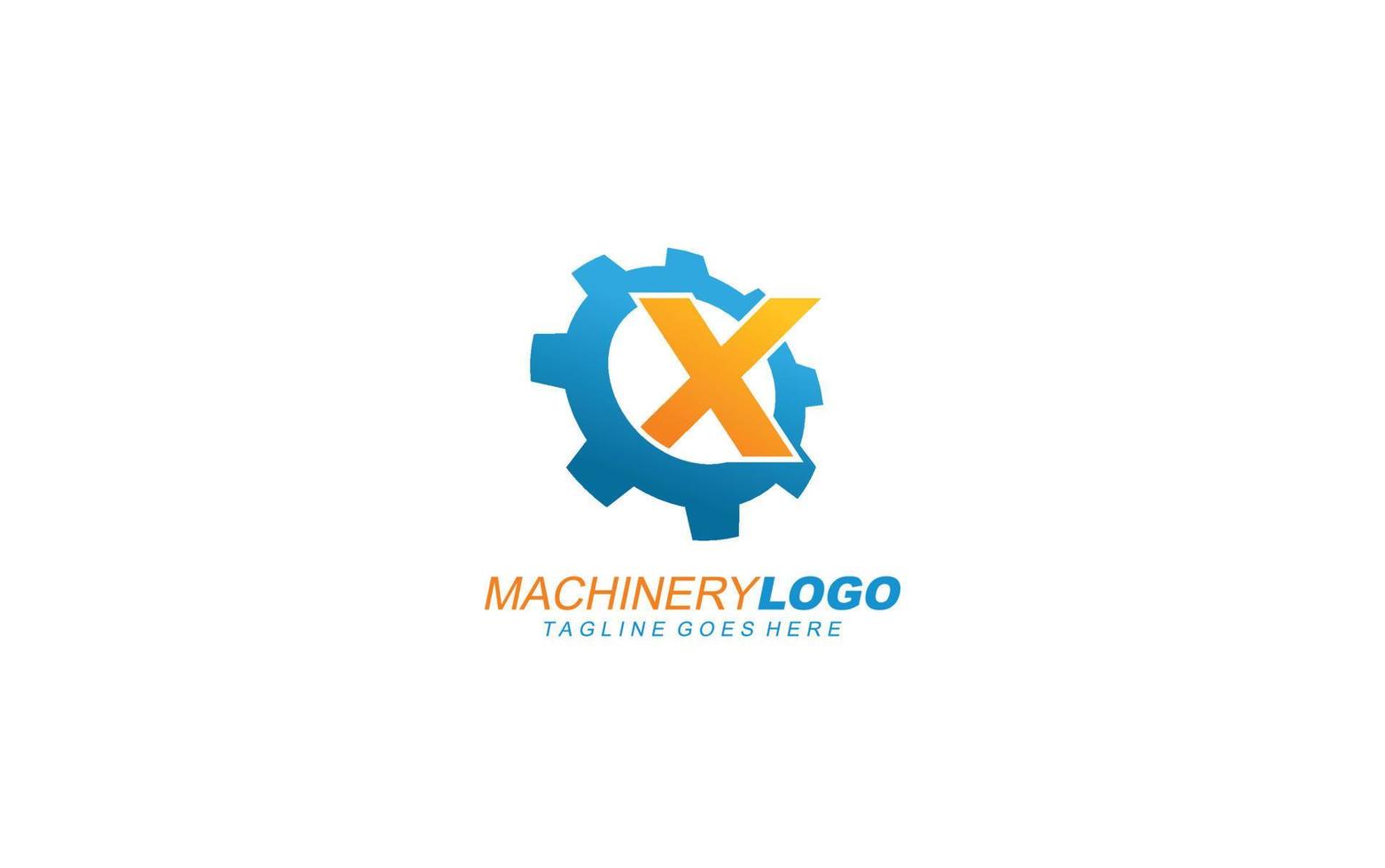 X logo gear for identity. industrial template vector illustration for your brand.