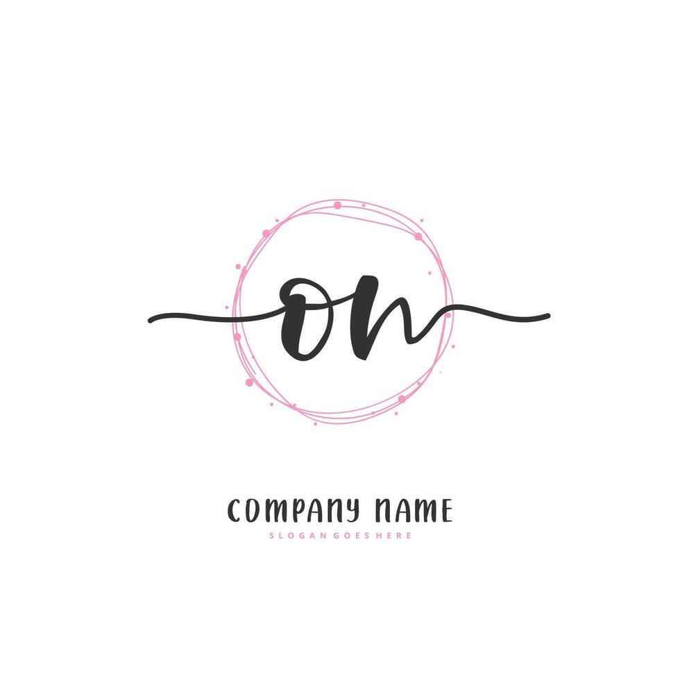 ON Initial handwriting and signature logo design with circle. Beautiful design handwritten logo for fashion, team, wedding, luxury logo. vector