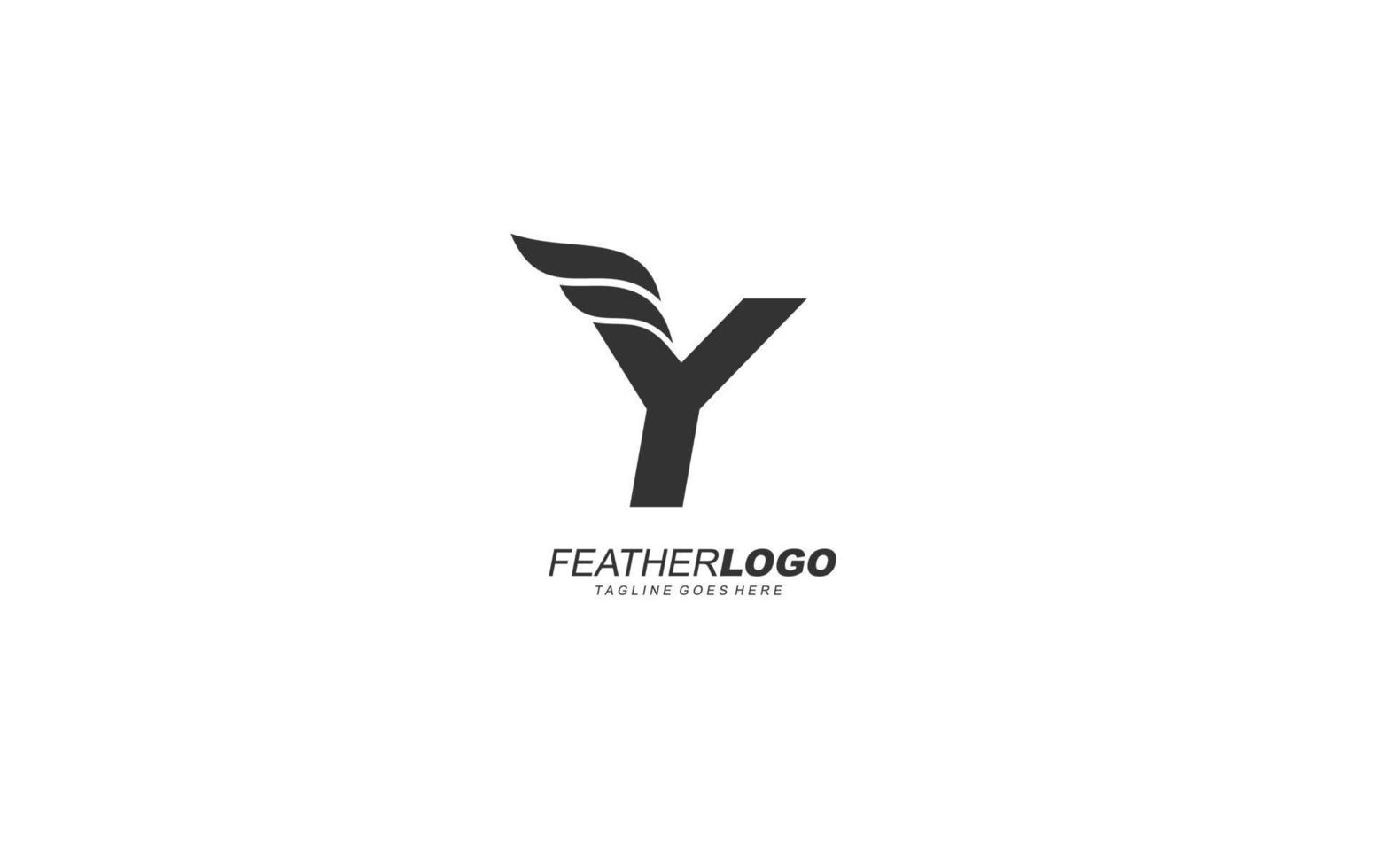 Y logo wing for identity. feather template vector illustration for your brand.